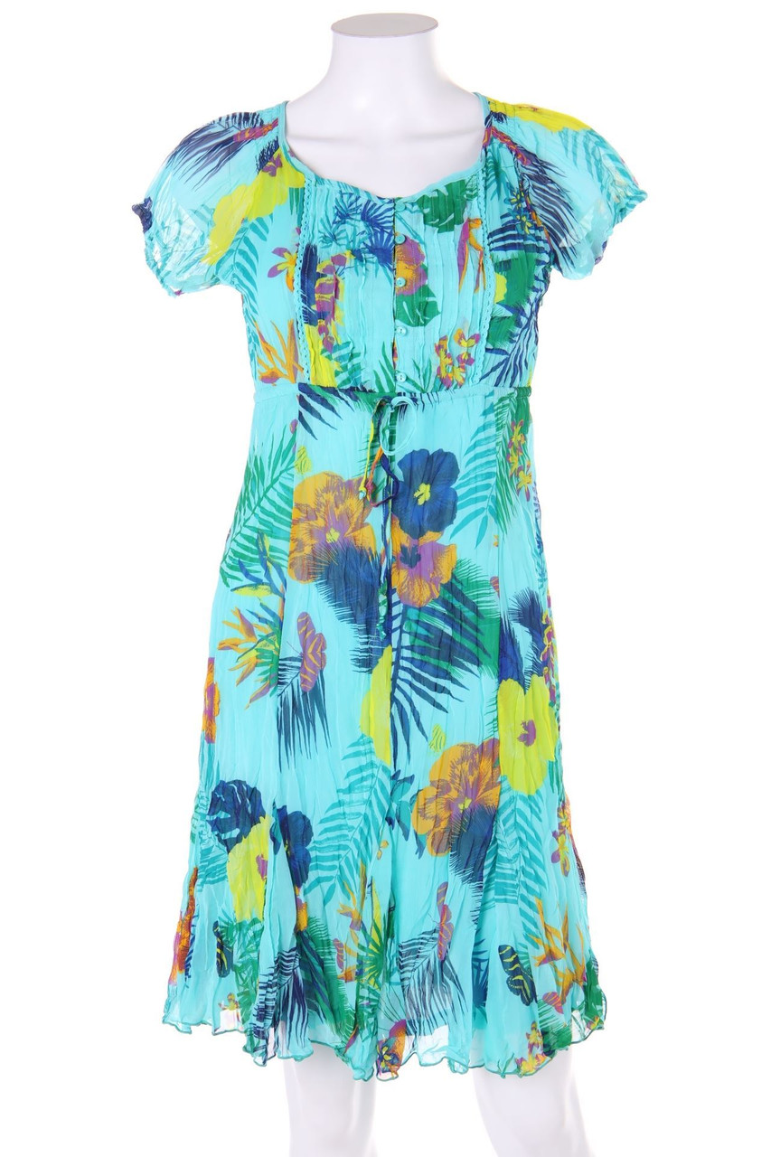 s.Oliver - Kurzarm-Kleid mit floralem Muster - D 34