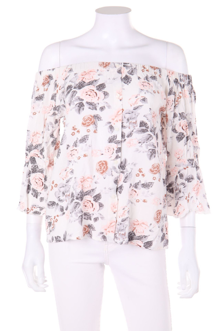 COLLOSEUM - Carmen-Bluse mit floralem Muster - S