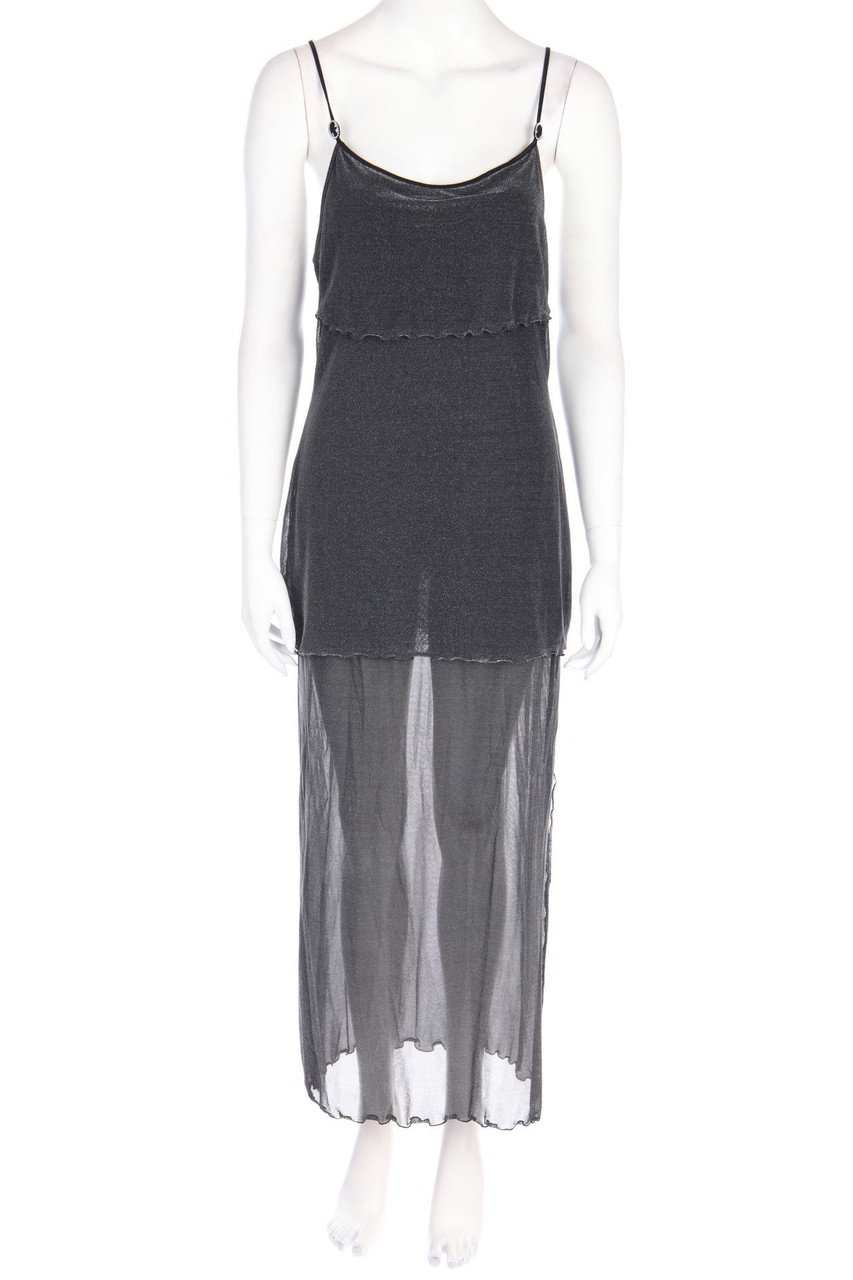 SECONDHAND - Maxi-Abendkleid im Layer Look mit Metallic-Effekt - L