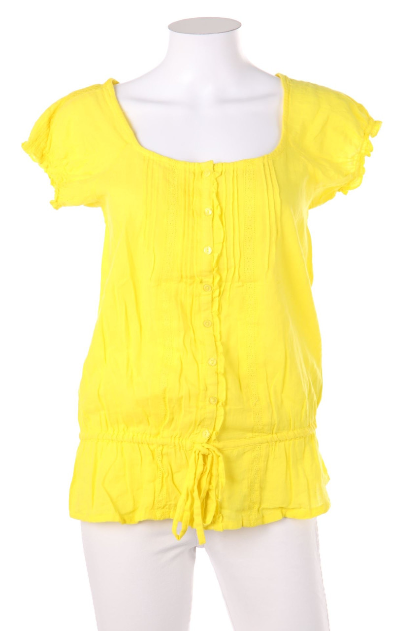 AMISU - Kurzarm-Bluse aus Baumwolle mit Rüschen - S