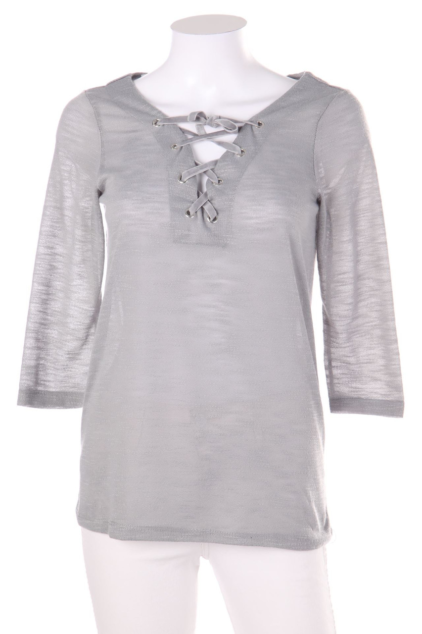 Janina - Strick-3/4-Arm-Shirt mit Schnürung - D 36