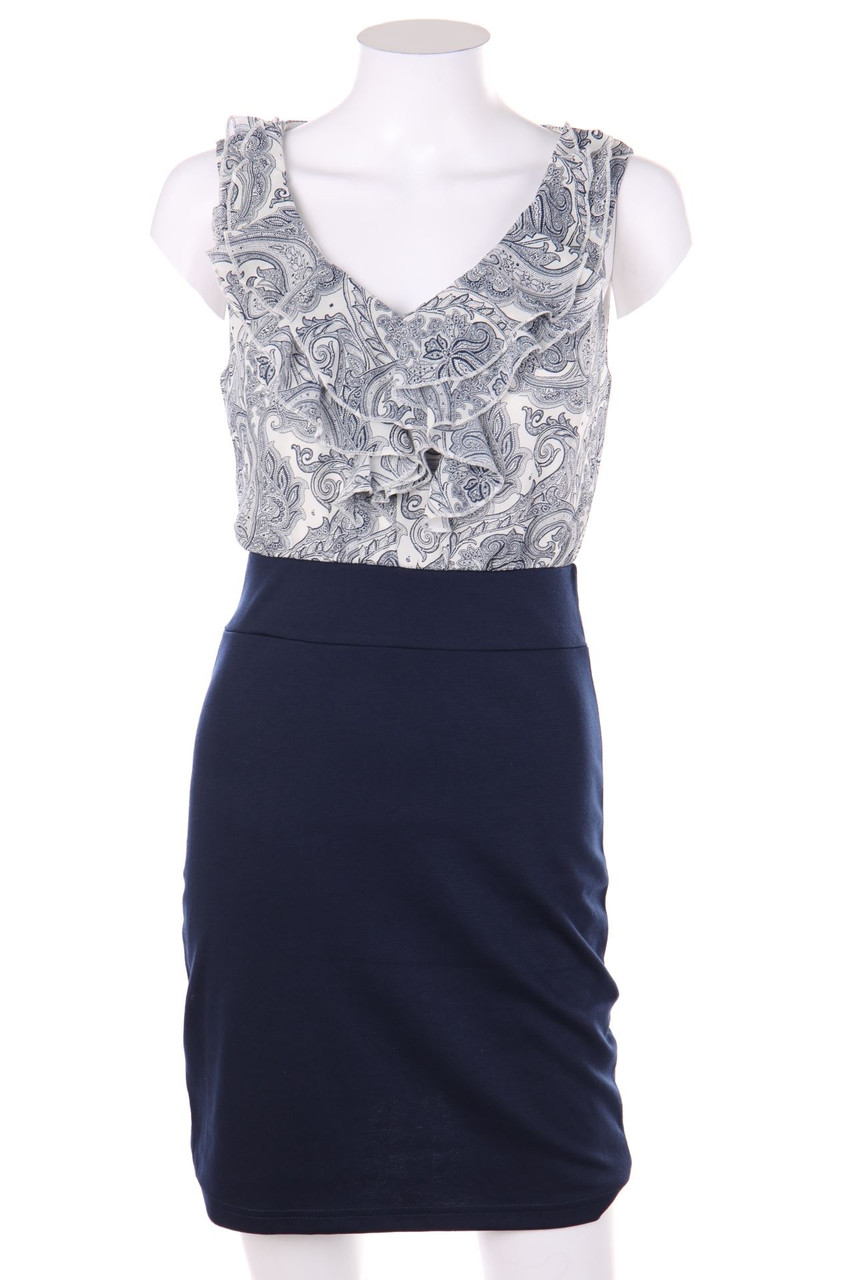 oodji - Kleid mit Paisley-Print mit Volants - S