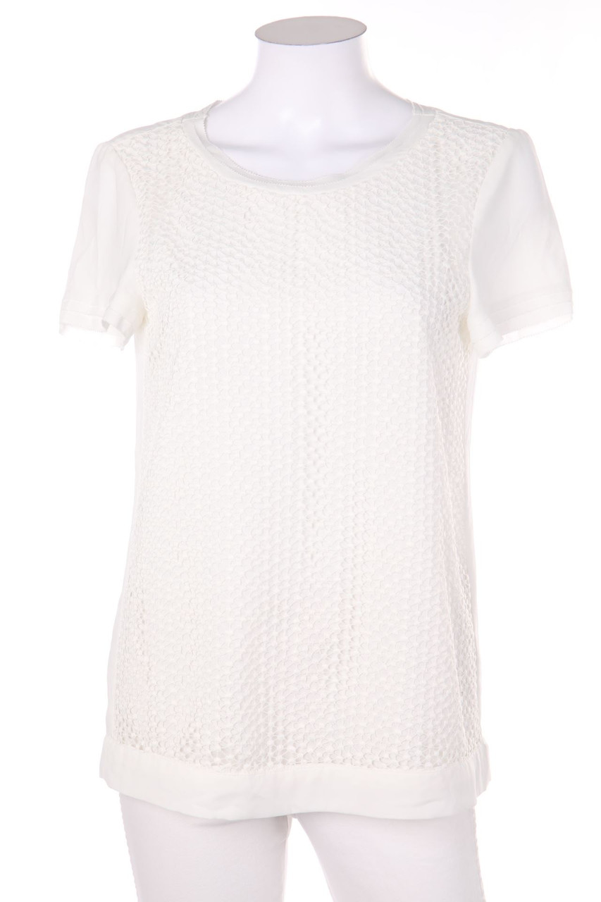 ESPRIT - Kurzarm-Bluse im Layer Look mit Häkelspitze - D 34