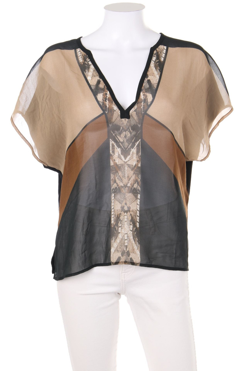 olsen - Kurzarm-Bluse mit Batwing-Ärmeln mit Muster - D 38