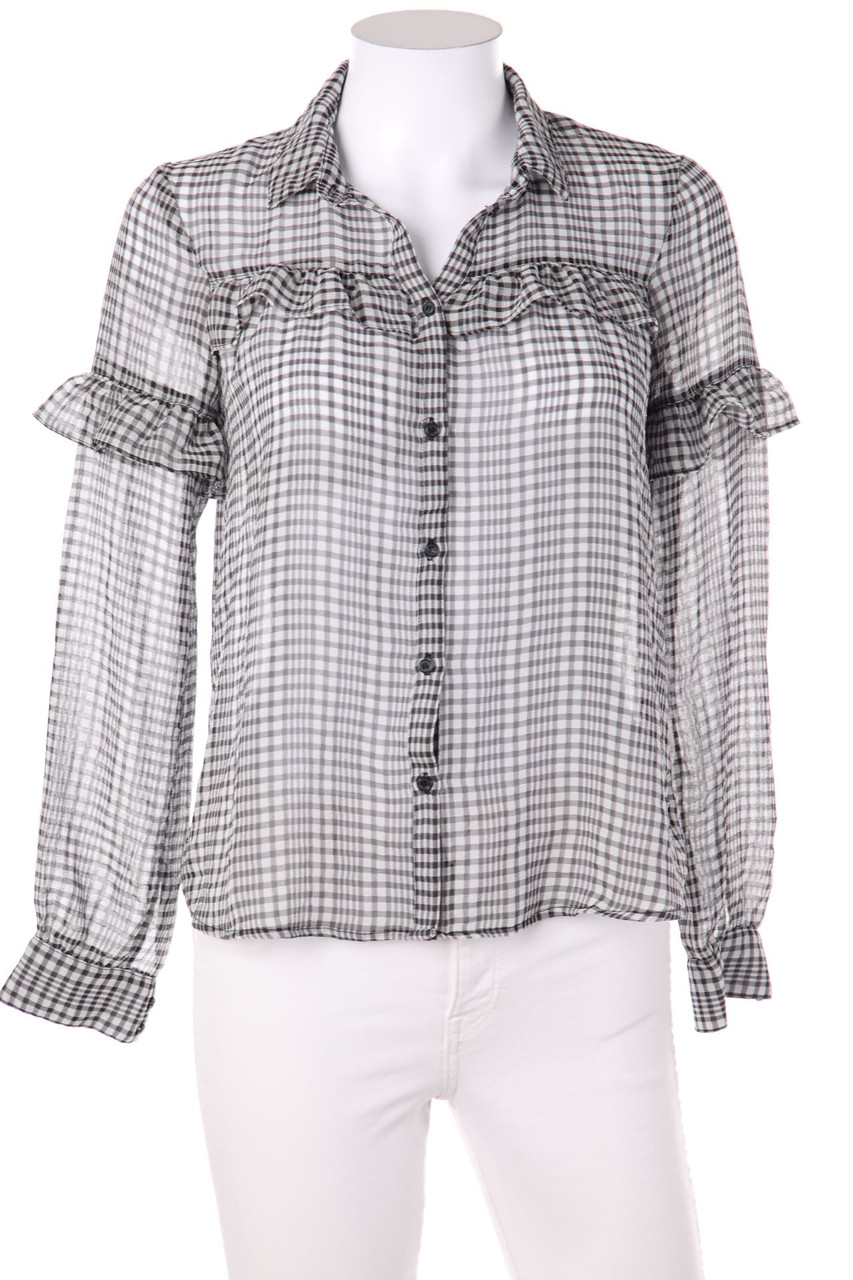 H&M DIVIDED - Karo-Bluse mit Rüschen - D 32