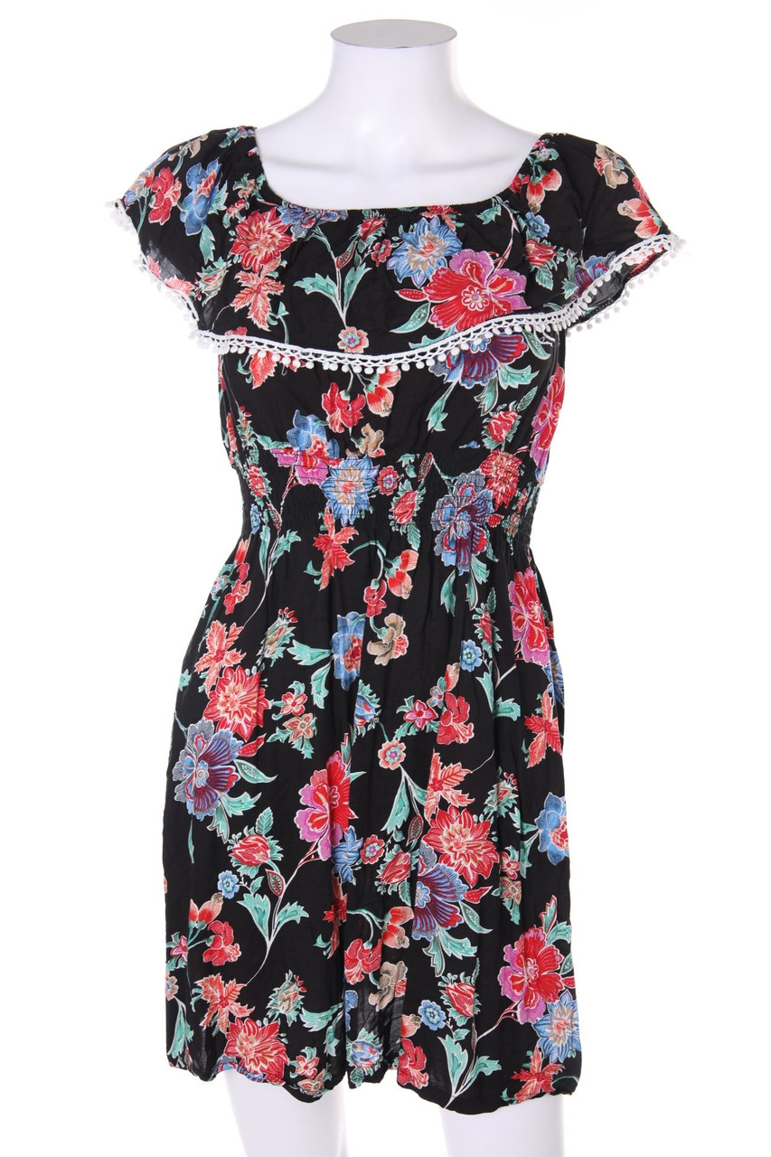 SECONDHAND - Carmen-Kleid im Layer Look mit floralem Muster - D 36-38