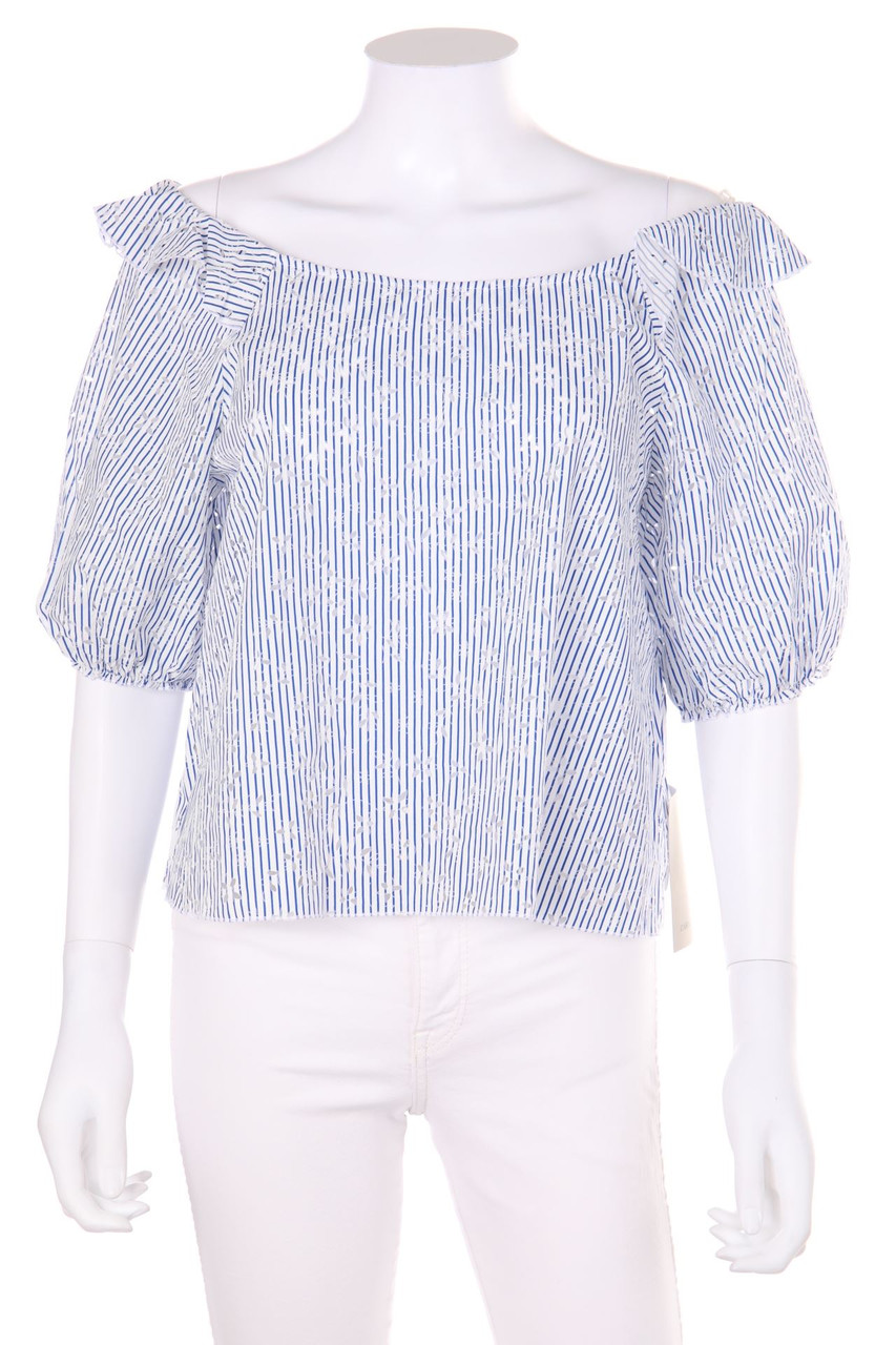 ZARA - Kurzarm-Bluse mit Volants - M
