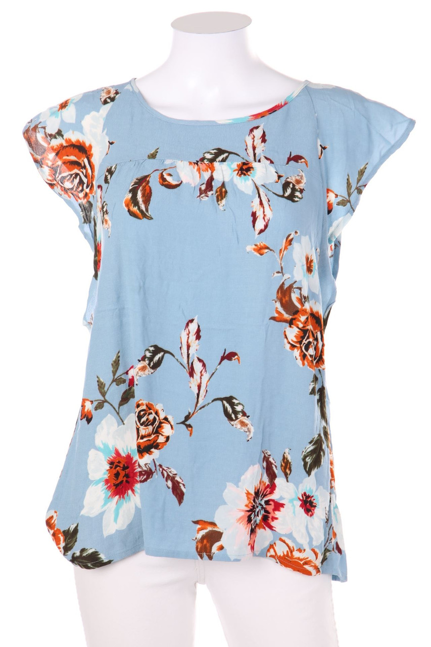 promod - Kurzarm-Bluse mit floralem Muster - S