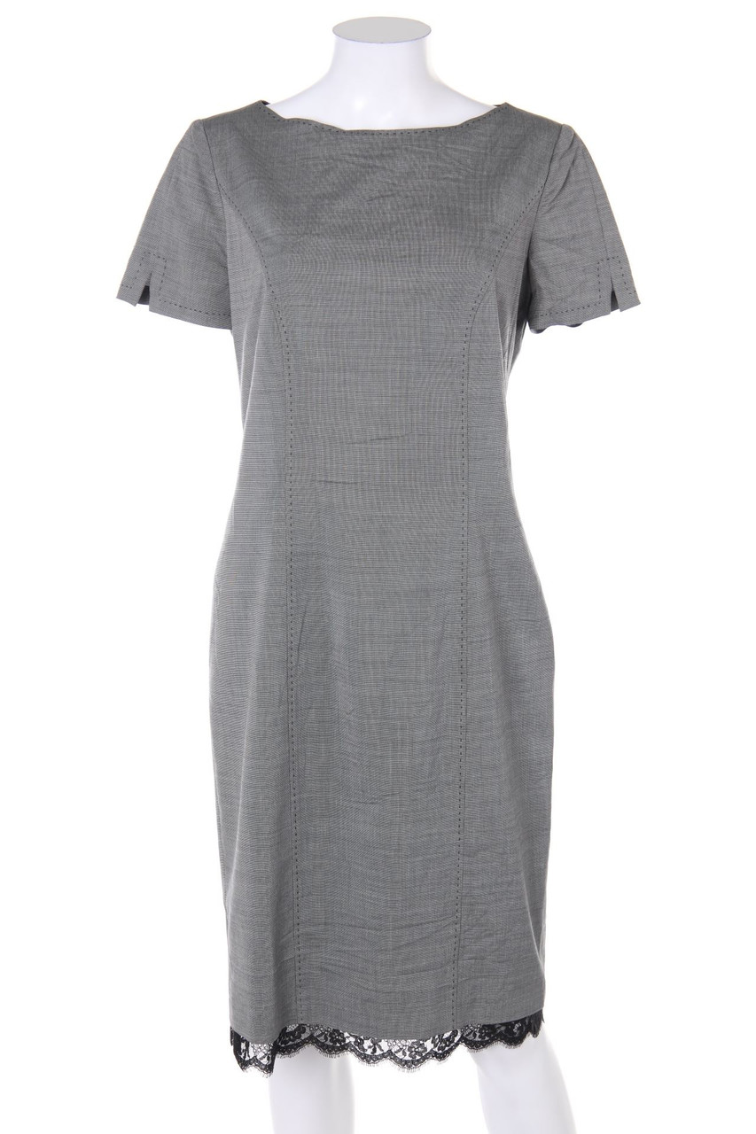 BASLER - Kurzarm-Etui-Kleid mit Spitze mit Schurwolle - D 38