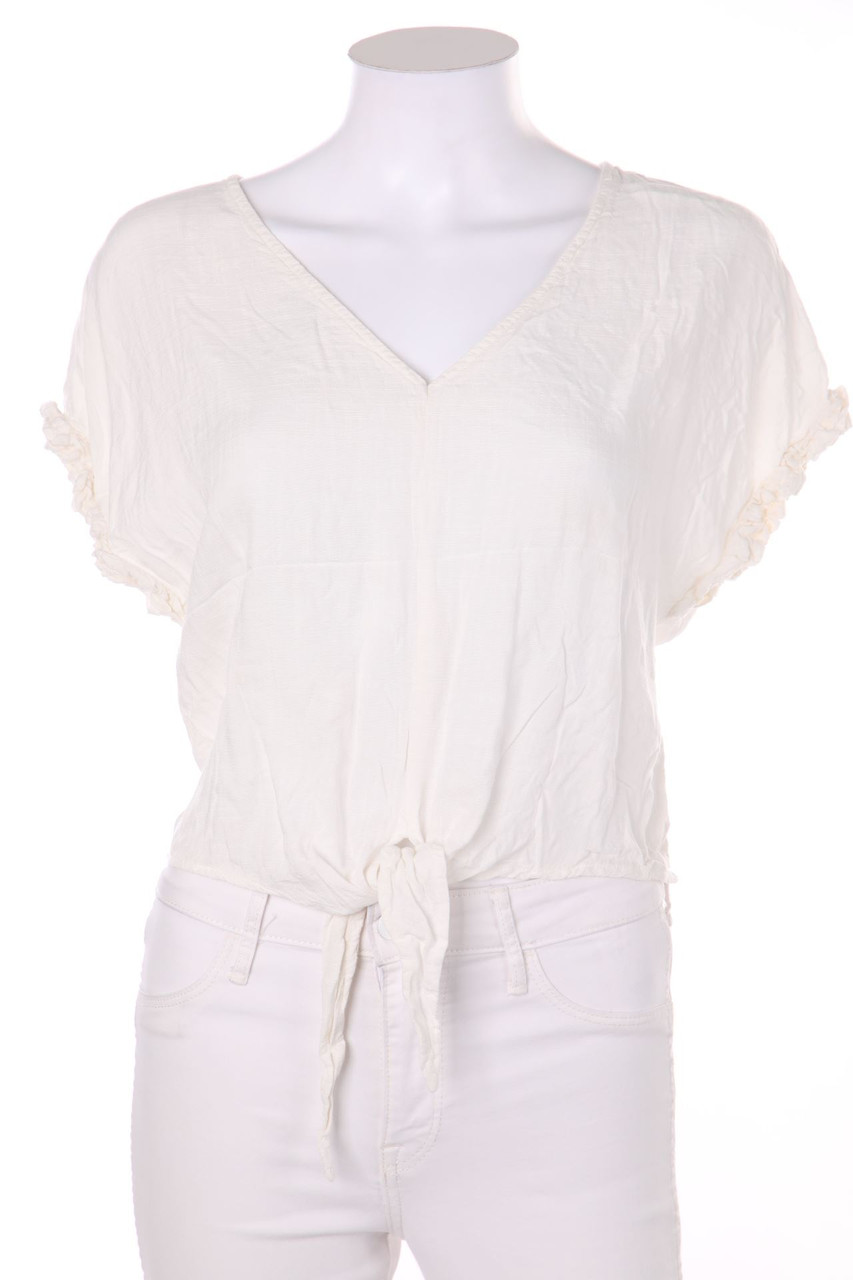 RESERVED - Cropped-Kurzarm-Bluse zum Knoten - D 36