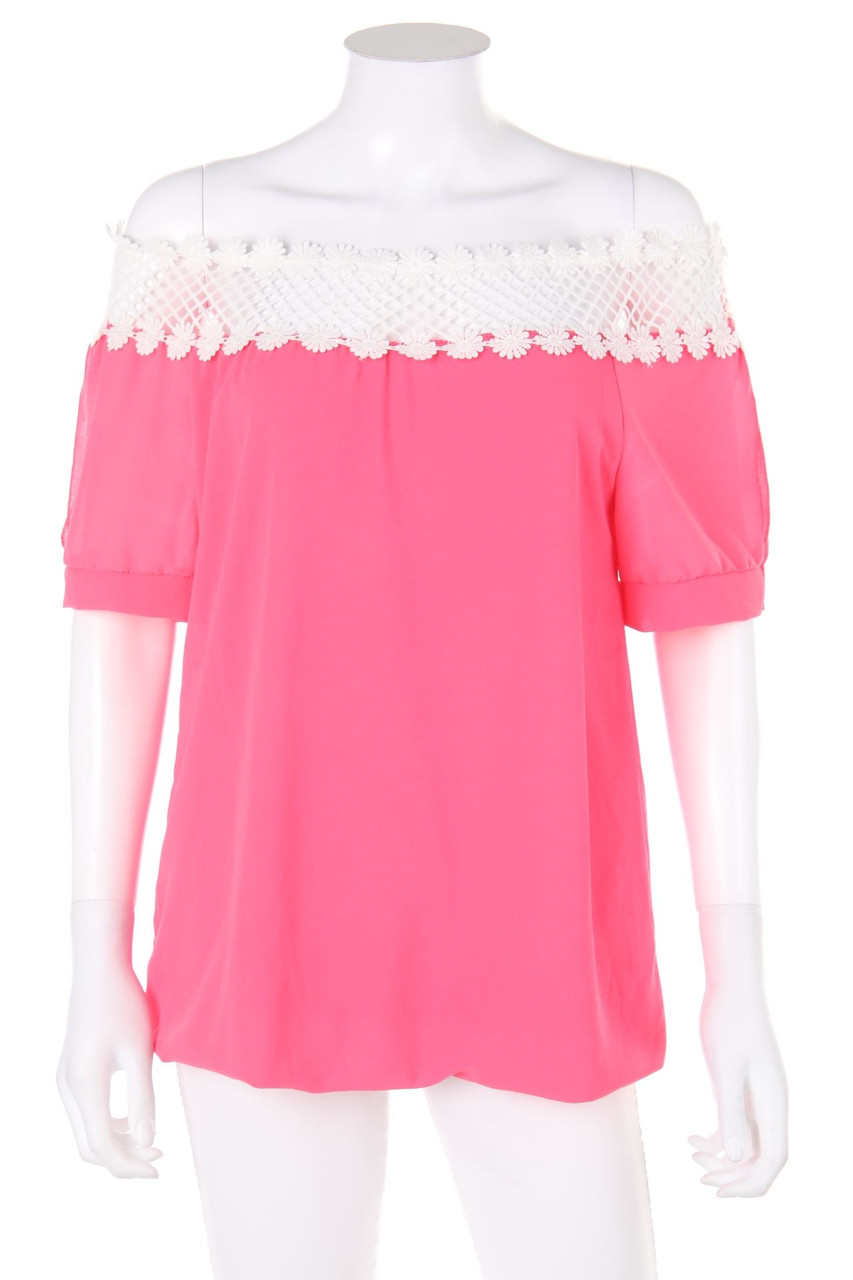 Ohne Label - Carmen-Bluse mit Cut-outs - D 40