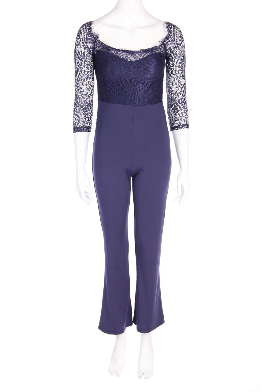 Ohne Label - Carmen-Jumpsuit mit Spitze - S