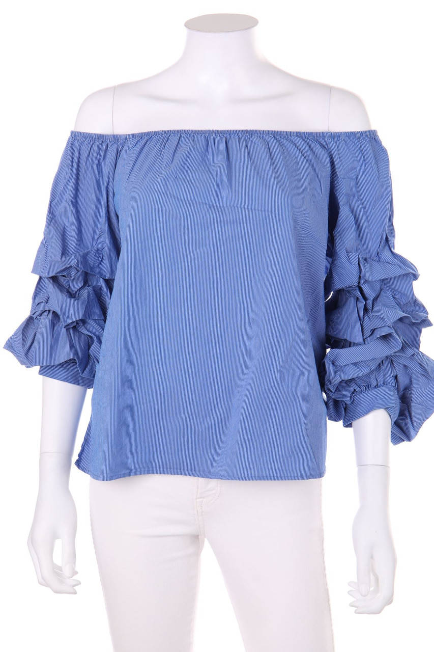ZARA WOMAN - Streifen-Carmen-Bluse mit Raffungen - S