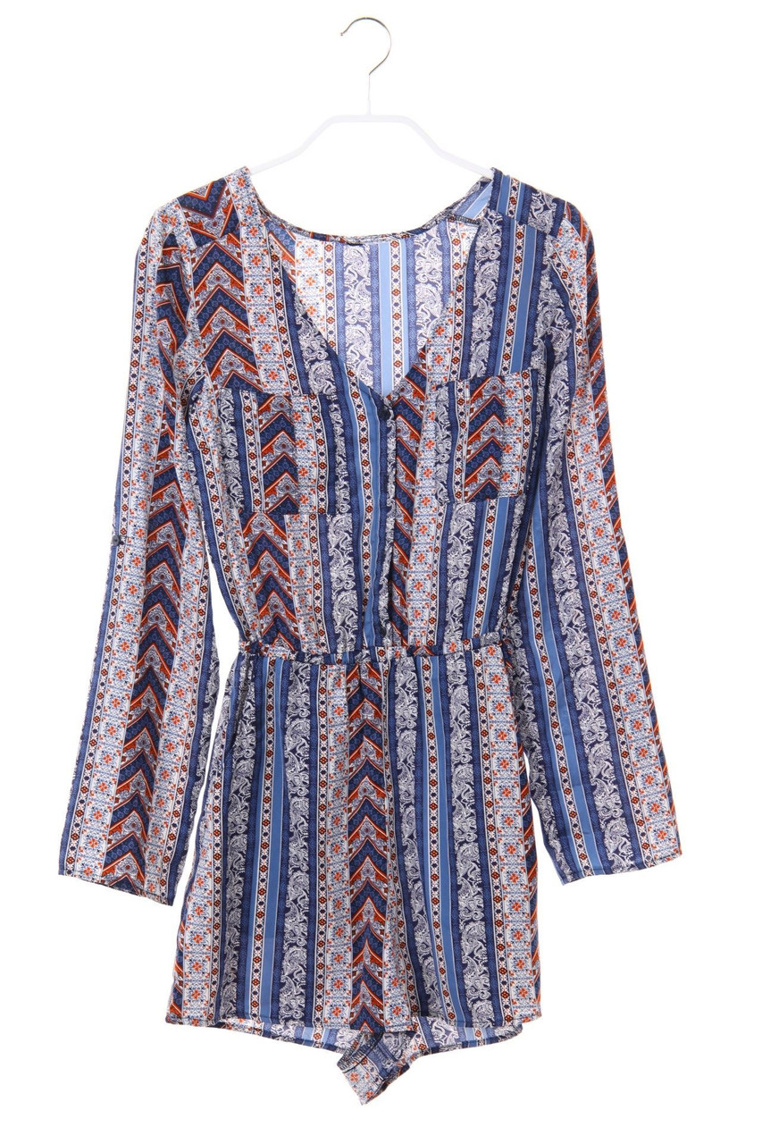Ohne Label - Playsuit mit Ethno-Print - D 36
