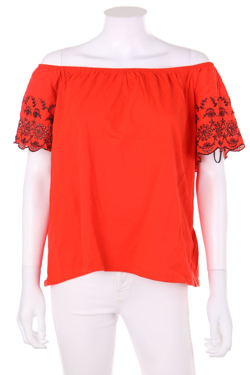H&M - Carmen-Bluse im Boho-Stil mit Stickereien - L