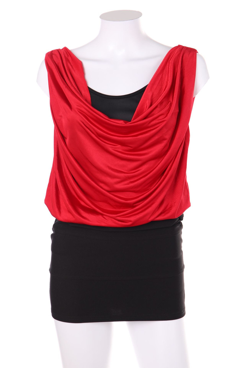 AMISU - Kleid mit Wasserfall-Ausschnitt - D 36