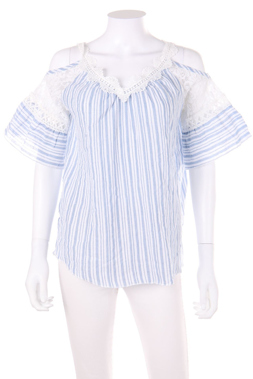 COLLOSEUM - Carmen-Bluse mit Häkelspitze - S