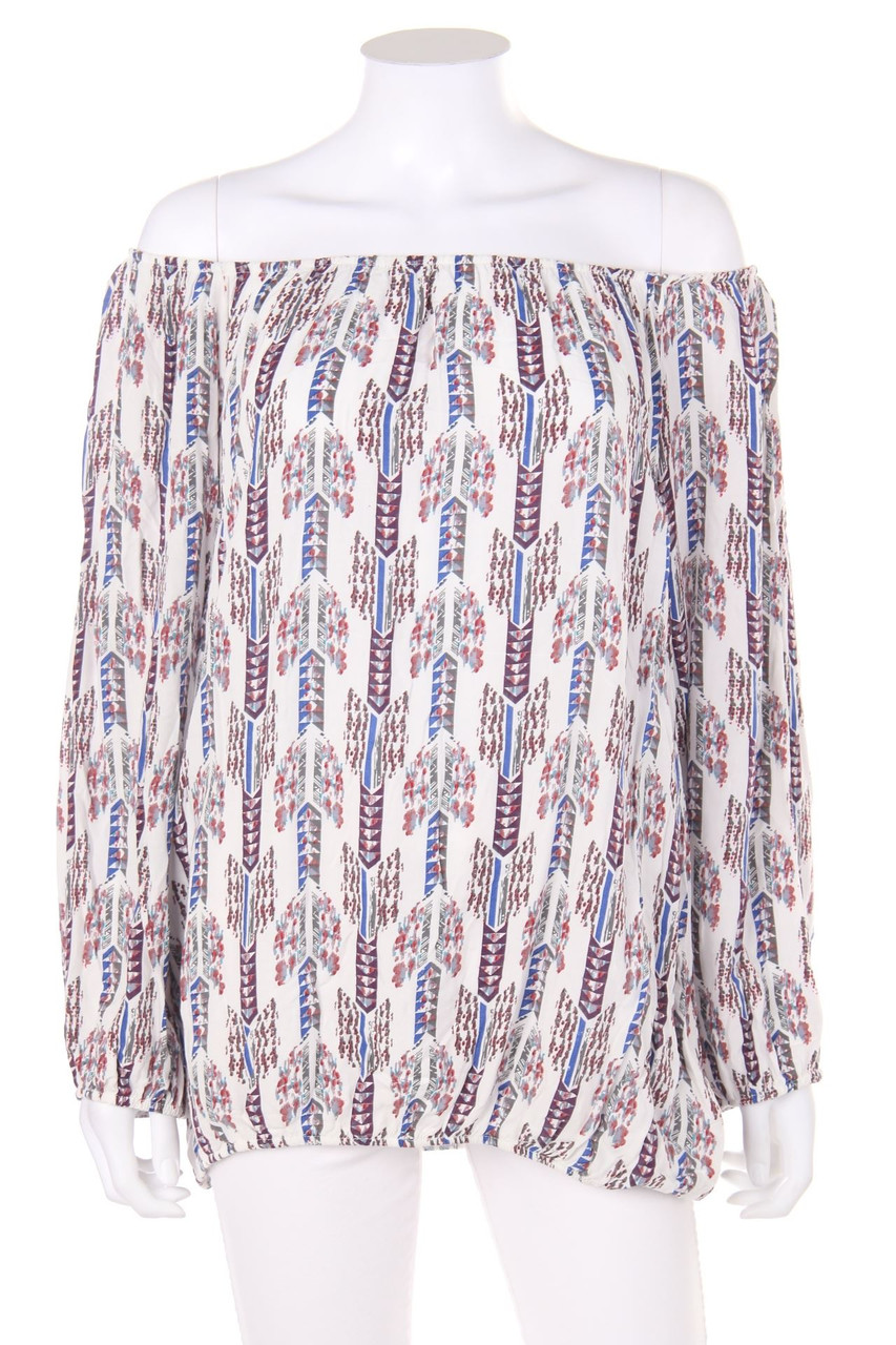 Chicorée - Carmen-Bluse mit Ethno-Print - L