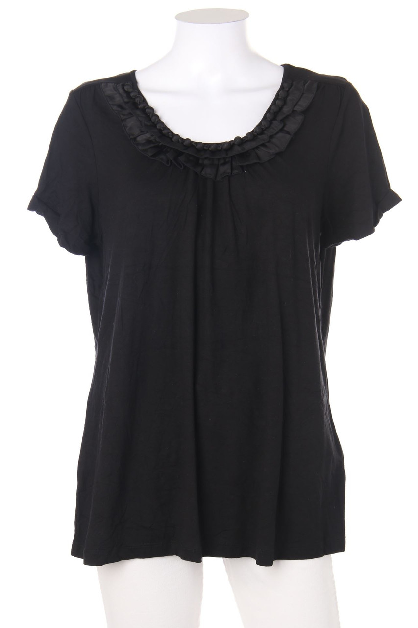 MADELEINE - Kurzarm-Shirt aus Viskose mit Applikationen mit Volants - D 44