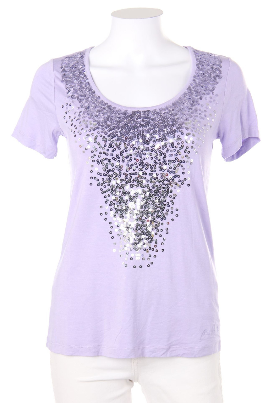 SECONDHAND - Kurzarm-Shirt mit Pailletten - D 36