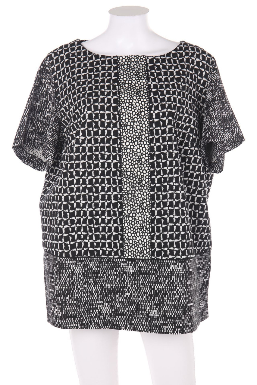 MARINA RINALDI - Kurzarm-Bluse mit Muster - D 44