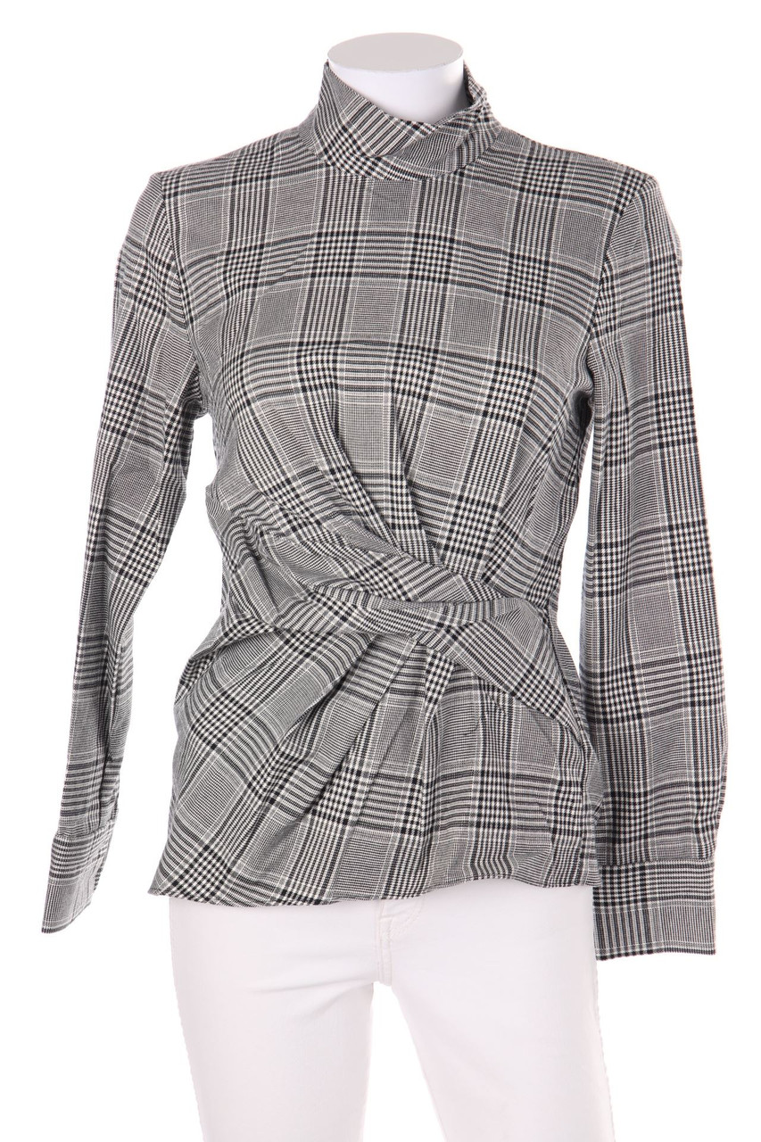 ZARA WOMAN - Karo-Bluse mit Drapierung - XS