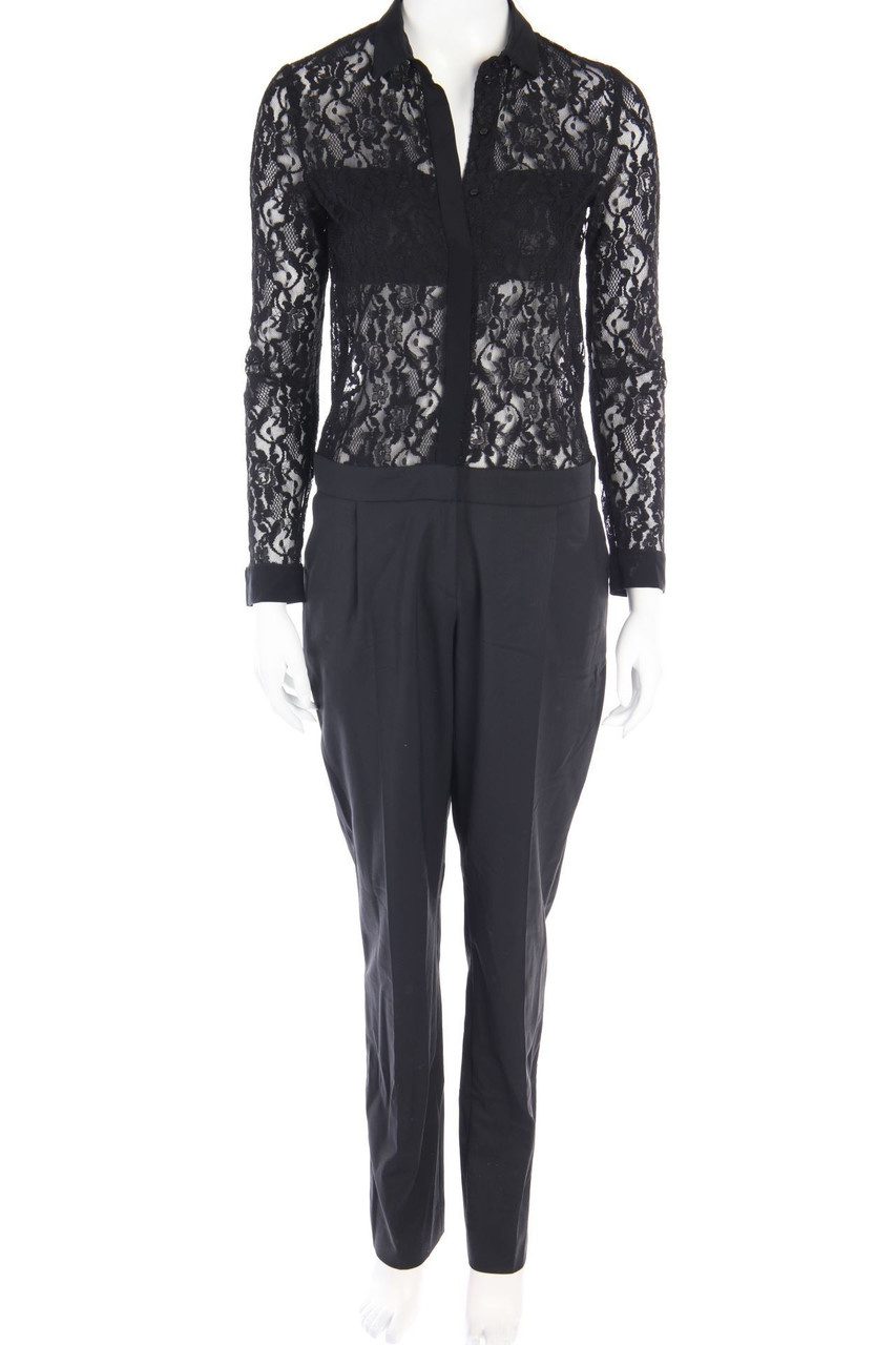 maje - Jumpsuit aus Schurwoll-Mix mit Spitze - D 36