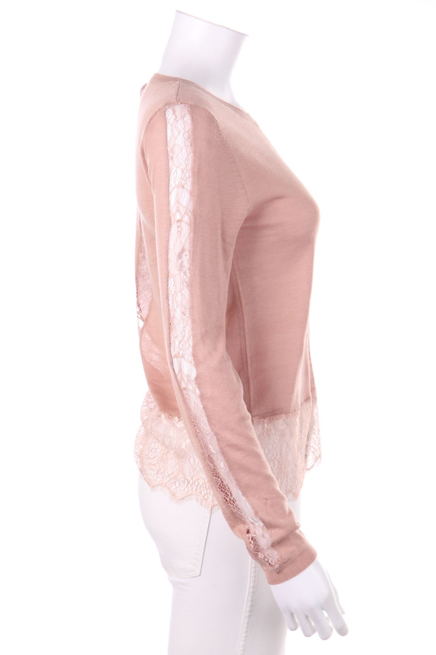 zebra - Strick-Pullover mit Spitzen-Einsatz - S