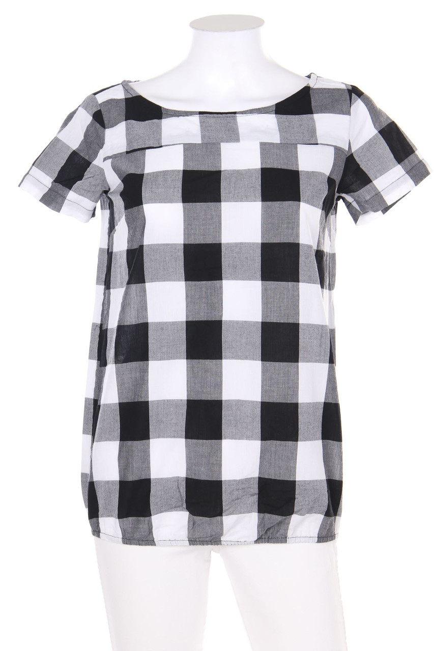 bonprix collection - Kurzarm-Bluse mit Karo-Muster - D 36