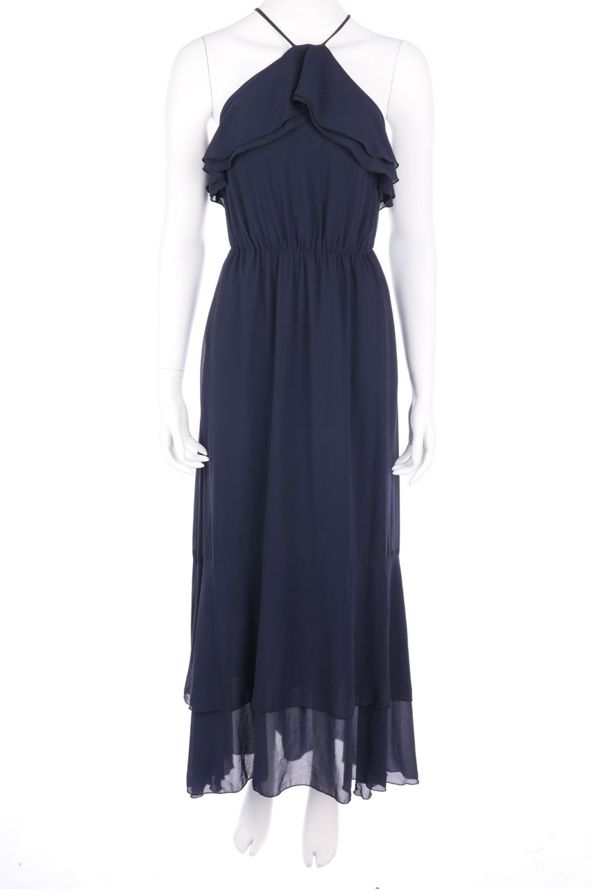 Ohne Label - Maxi-Abendkleid mit Volants - S
