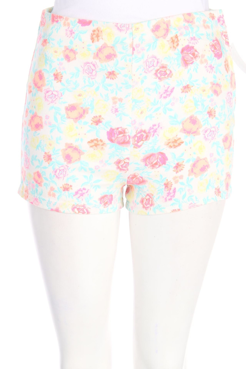 H&M DIVIDED - Neon-Shorts mit Blumen-Print - D 38