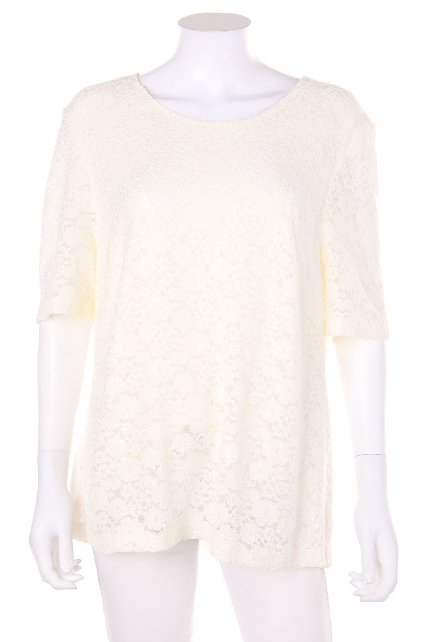 Judith Williams - 3/4-Arm-Shirt mit Pailletten aus Spitze - D 48