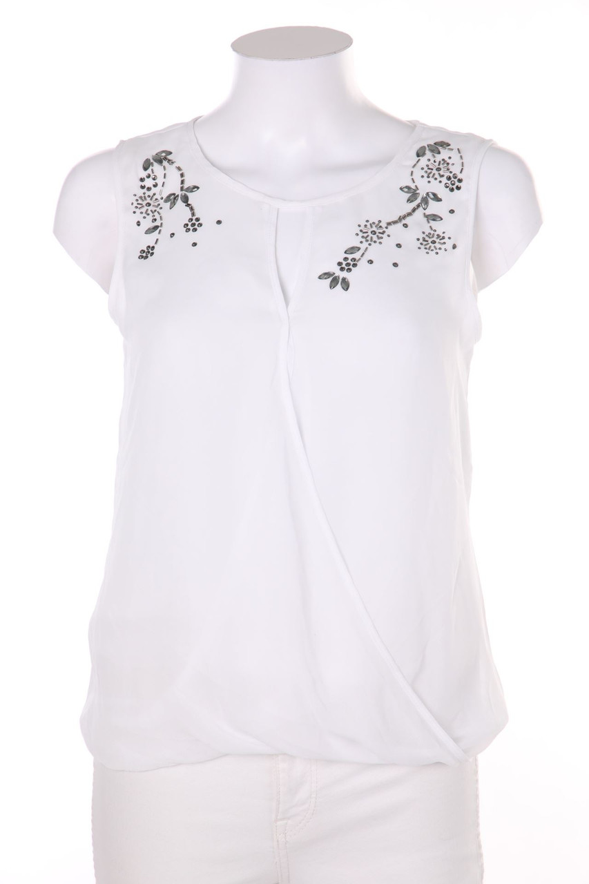 H&M - Blusentop in Wickel-Optik mit Strass-Steinen - D 38