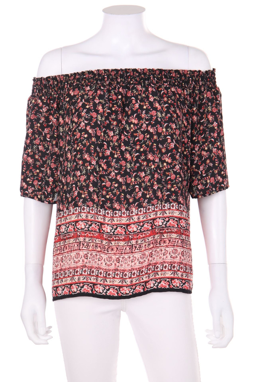 COLLOSEUM - Boho-Carmen-Bluse mit floralem Muster - M
