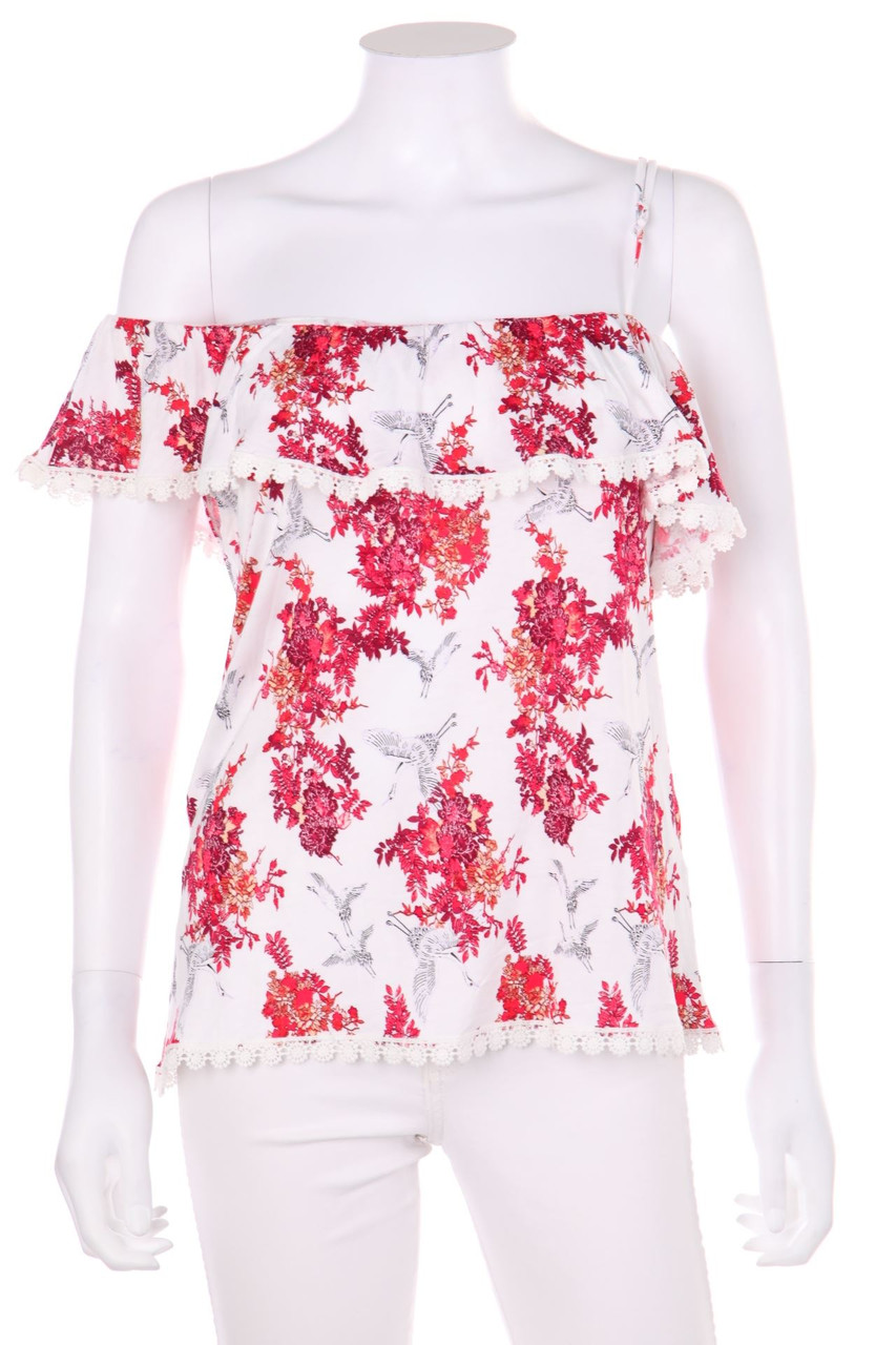 Ohne Label - Print-Top mit Volants - S