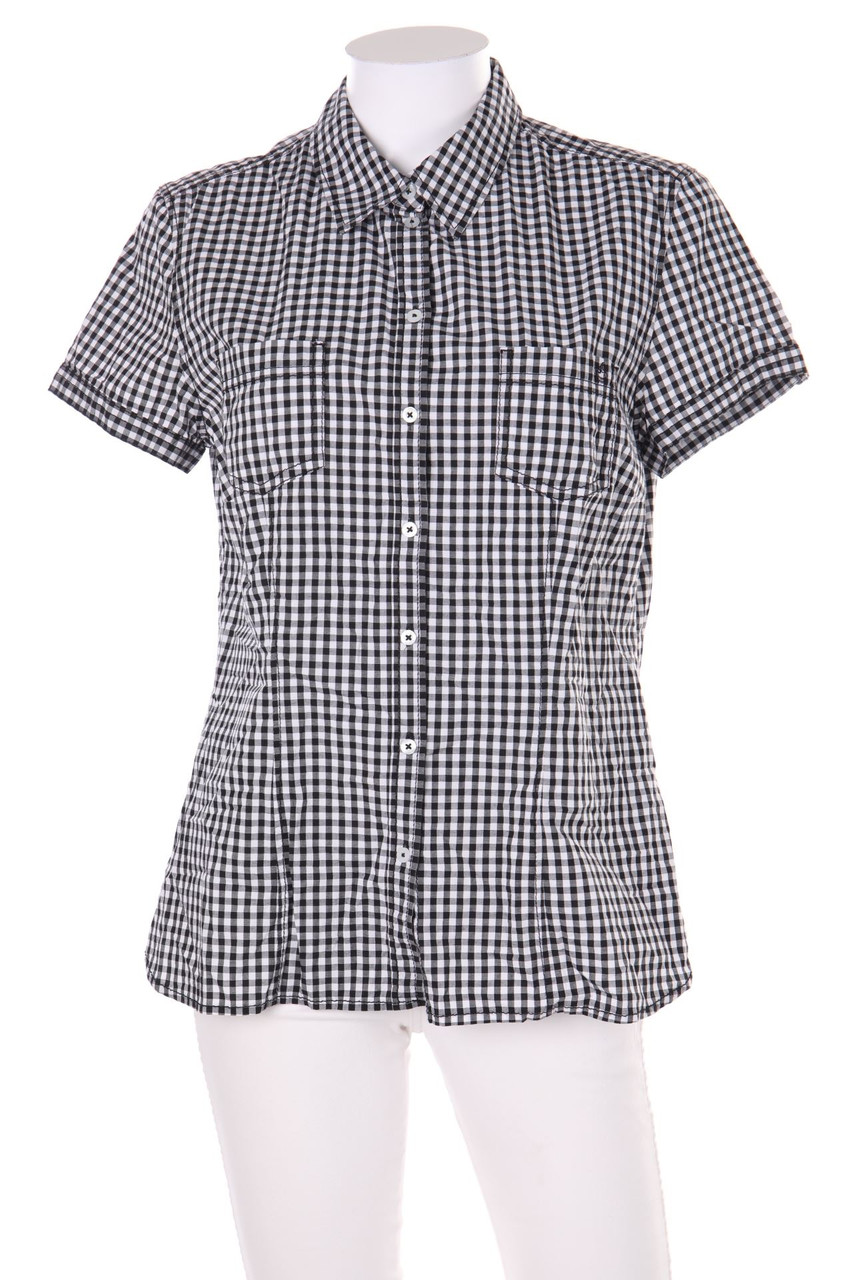 s.Oliver - Kurzarm-Bluse mit Karo-Muster - D 40