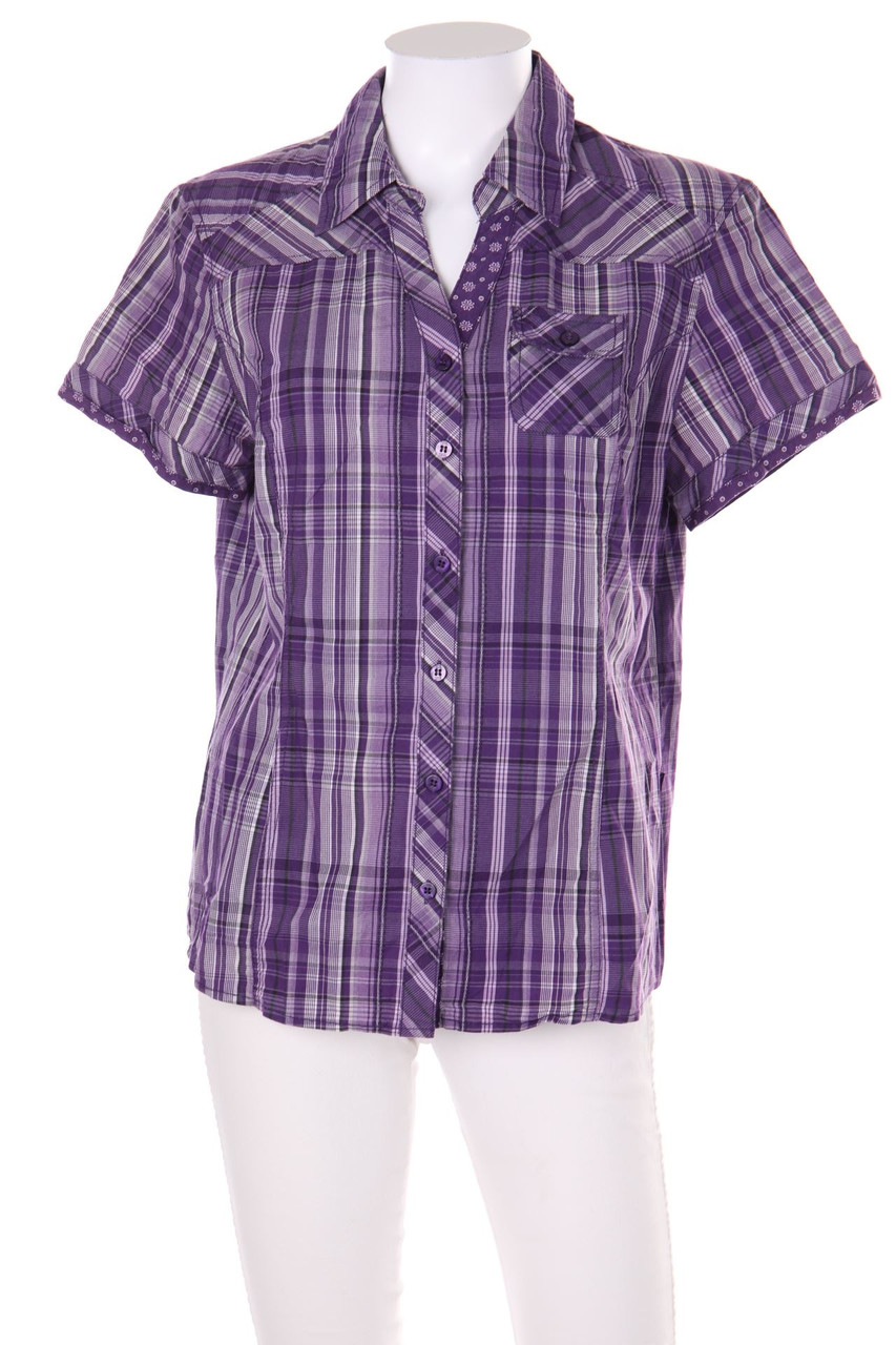 CECIL - Kurzarm-Bluse mit Karo-Muster - M