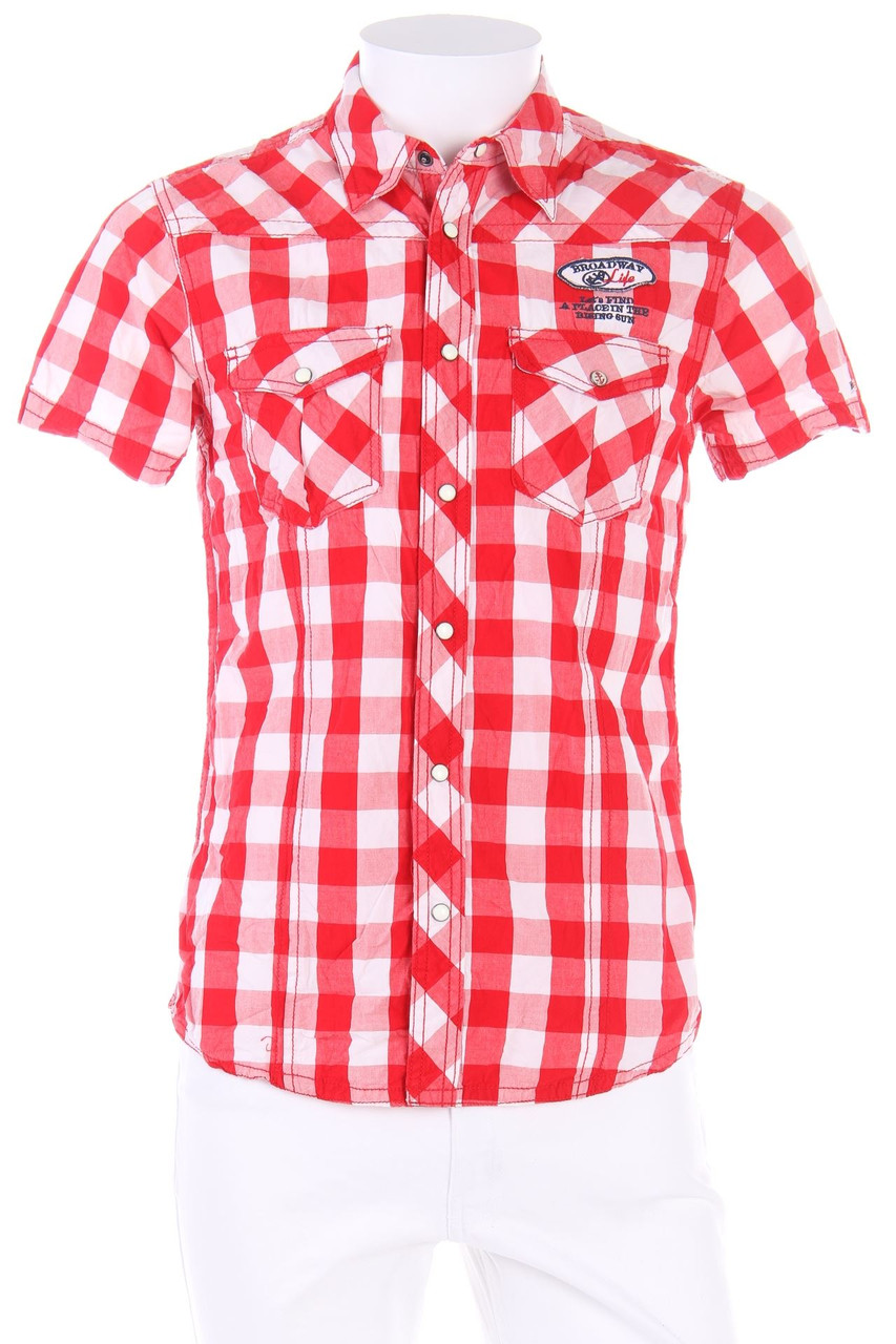 BROADWAY NYC FASHION - Kurzarm-Hemd mit Karo-Muster aus Baumwolle - M