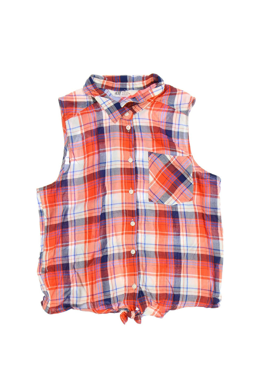 H&M - Bluse zum Knoten mit Karo-Muster - 170