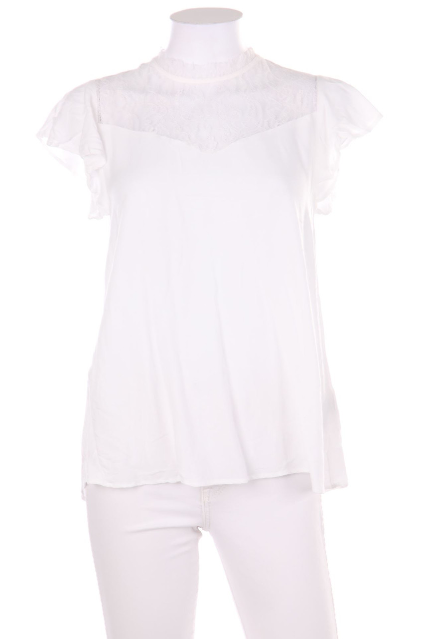 H&M - Kurzarm-Bluse mit Spitzen-Einsatz - D 36