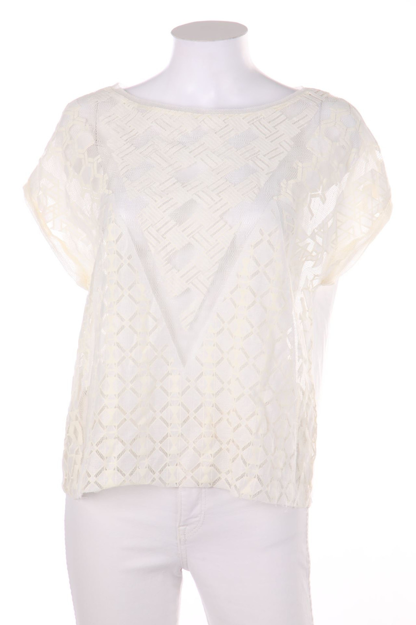 ZARA W&B - Oversize-Kurzarm-Bluse mit Spitze - S