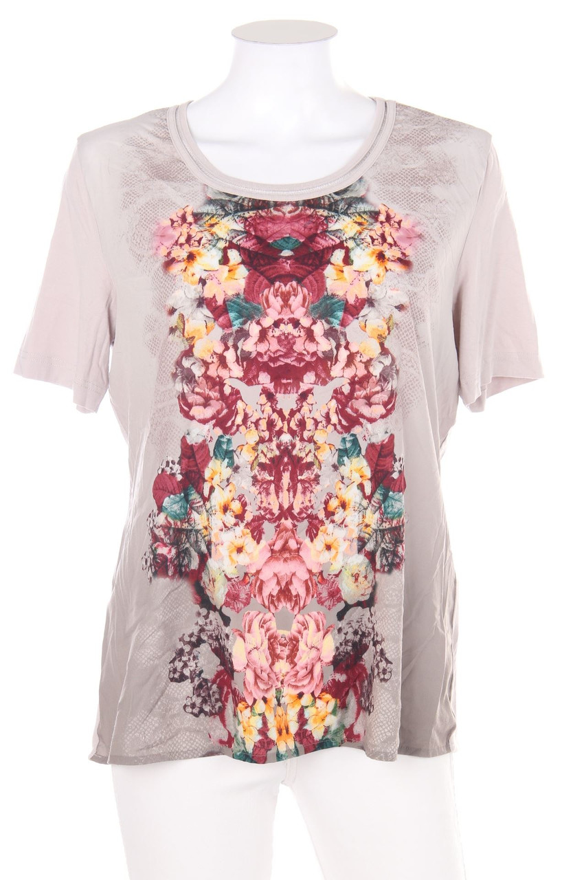 GERRY WEBER - Kurzarm-Bluse mit floralem Muster - D 40