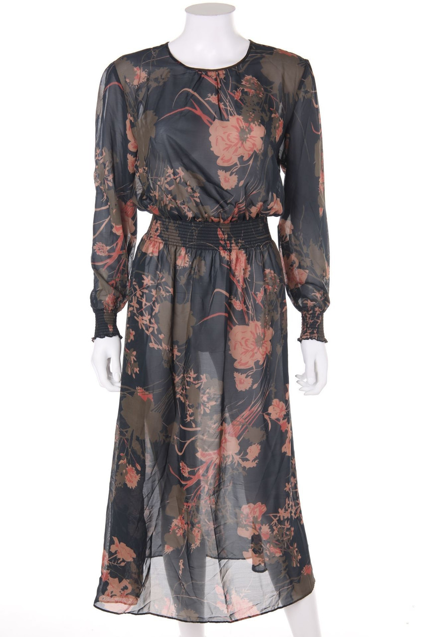 Ohne Label - Chiffon-Maxi-Kleid mit Gummizug - D 38