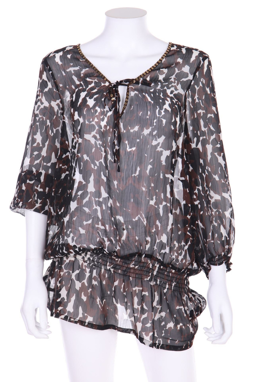 SECONDHAND - Tunika-Bluse mit Pailletten mit Muster - D 44