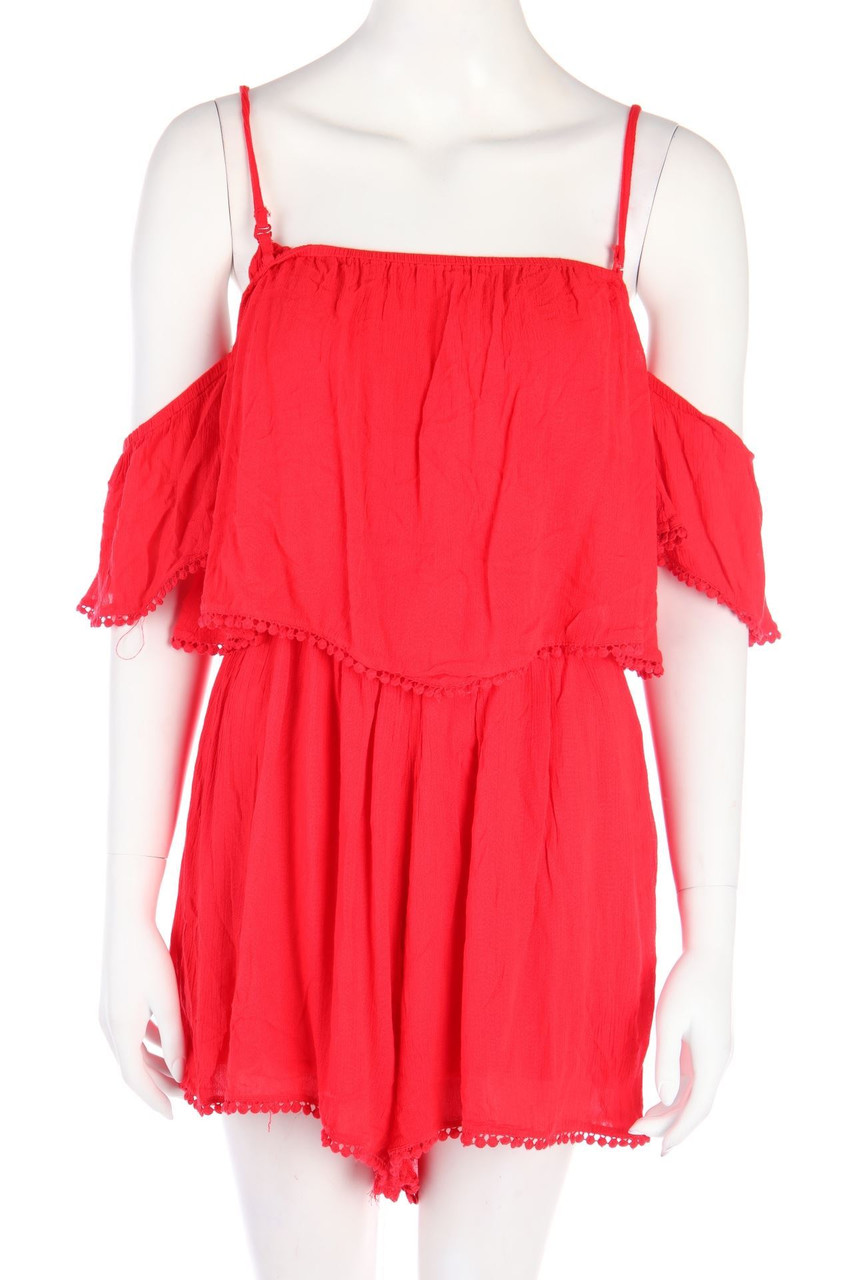 AMISU - Carmen-Playsuit im Breton Style mit Häkelspitze - D 38