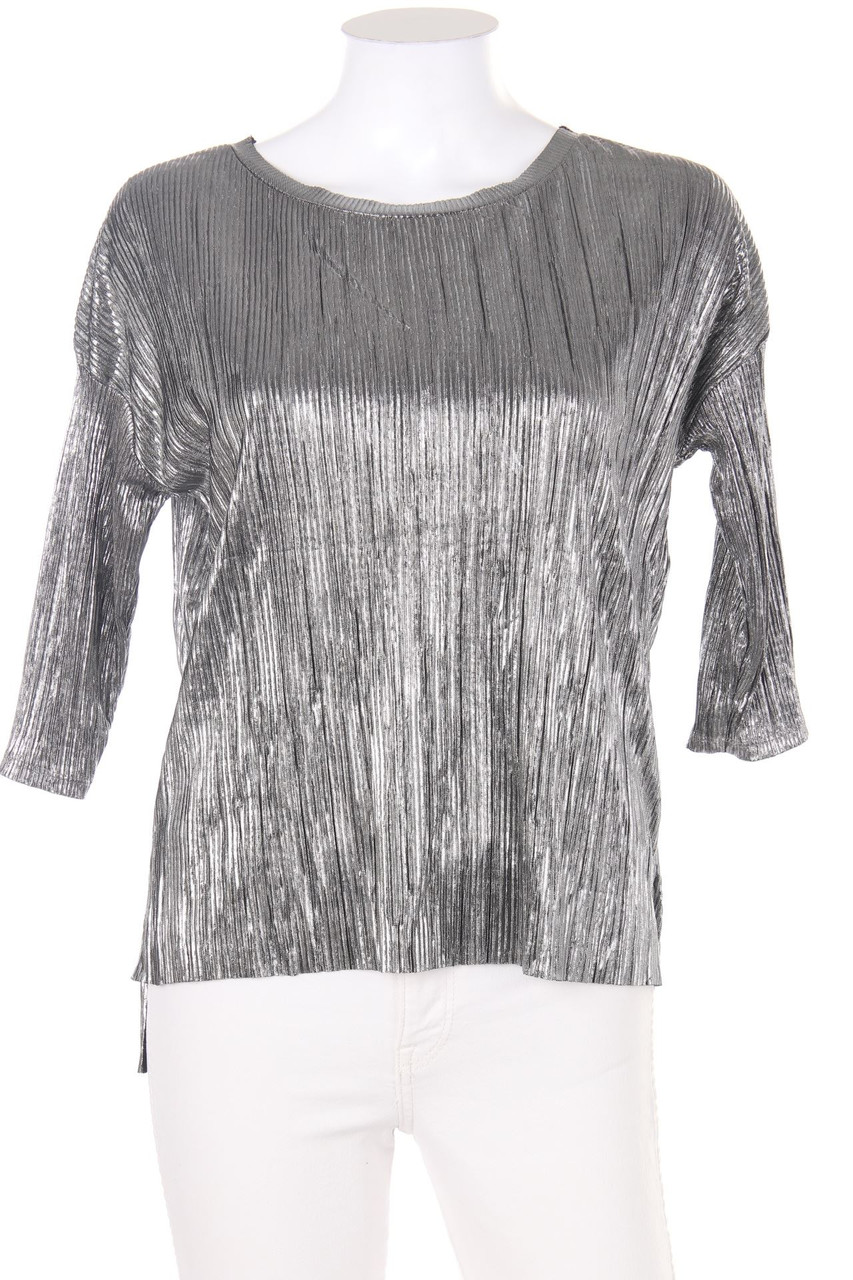 Bershka - 3/4-Arm-Shirt mit Metallic-Effekt - XS