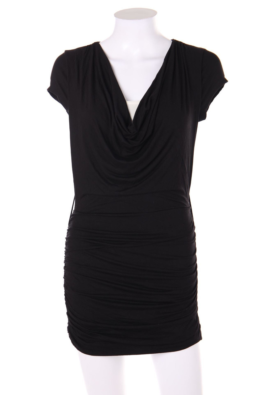 AMISU - Mini-Kurzarm-Kleid mit Wasserfall-Ausschnitt - M