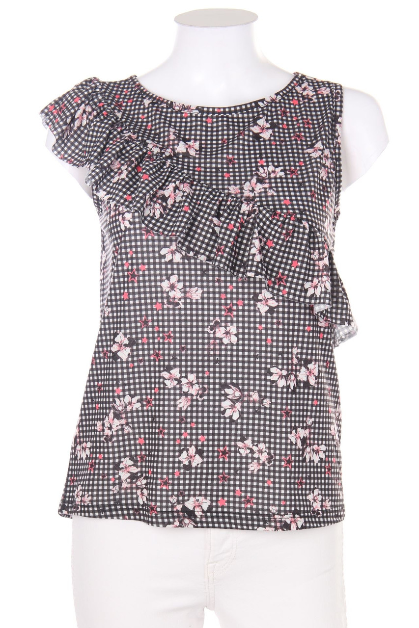 Ohne Label - Print-Top mit Volants - XS