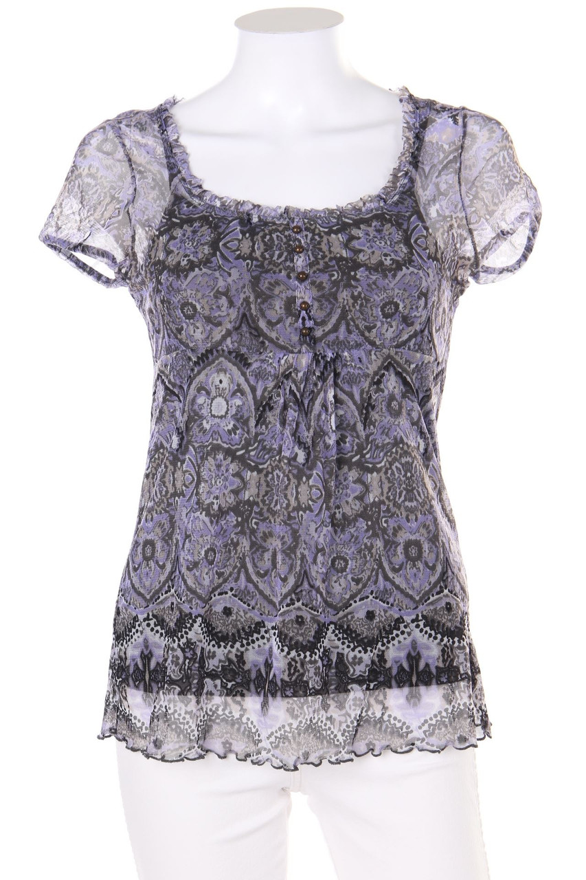 TOM TAILOR - Kurzarm-Bluse im Layer Look mit Muster - XS