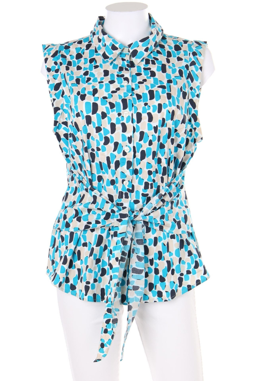 ANN TAYLOR - ärmellose Hemd-Bluse zum Knoten mit Muster - D 38-40